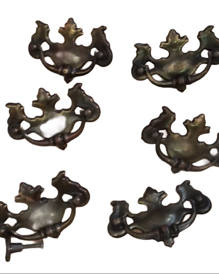 Vintage MCM 1 hole vintage brass drawer dresser paintable pulls x6 pcs