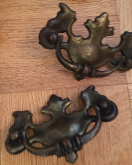 Vintage MCM 1 hole vintage brass drawer dresser paintable pulls x6 pcs