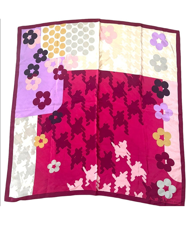 Anne Klein printed pink purple flower 🌸 silk scarf
