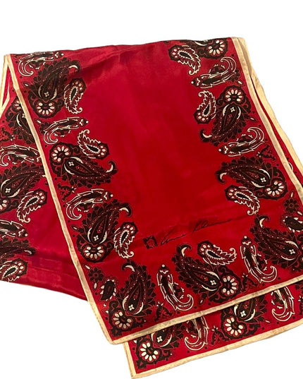 Vintage Anne Klein Red silk PAISLEY signature scarf