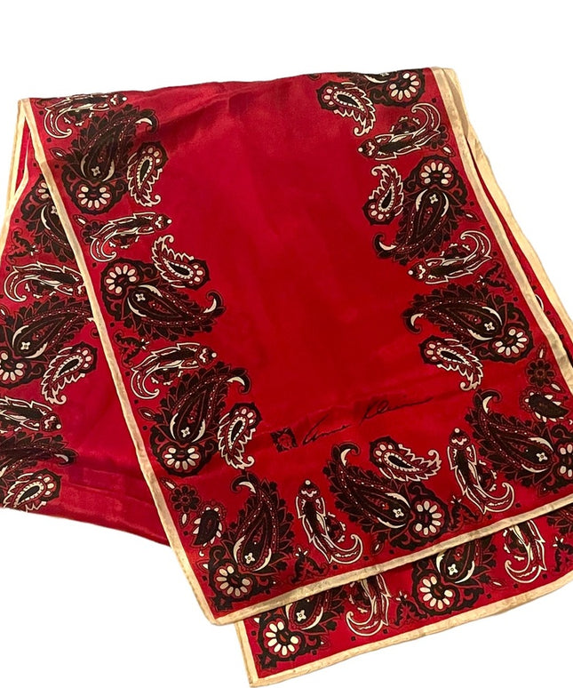 Vintage Anne Klein Red silk PAISLEY signature scarf