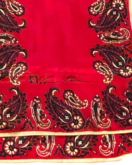 Vintage Anne Klein Red silk PAISLEY signature scarf
