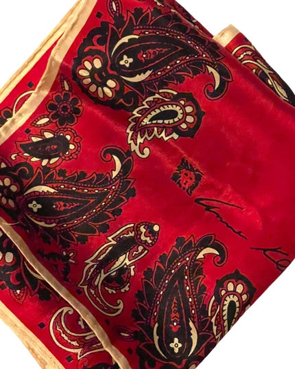 Vintage Anne Klein Red silk PAISLEY signature scarf