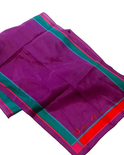 Vintage 1980s Anne Klein Purple red teal fancy SILK Scarf