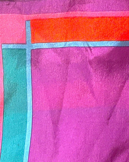 Vintage 1980s Anne Klein Purple red teal fancy SILK Scarf