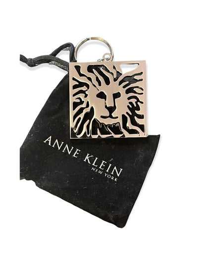 Anne Klein Lion Keychain with pouch silver tone