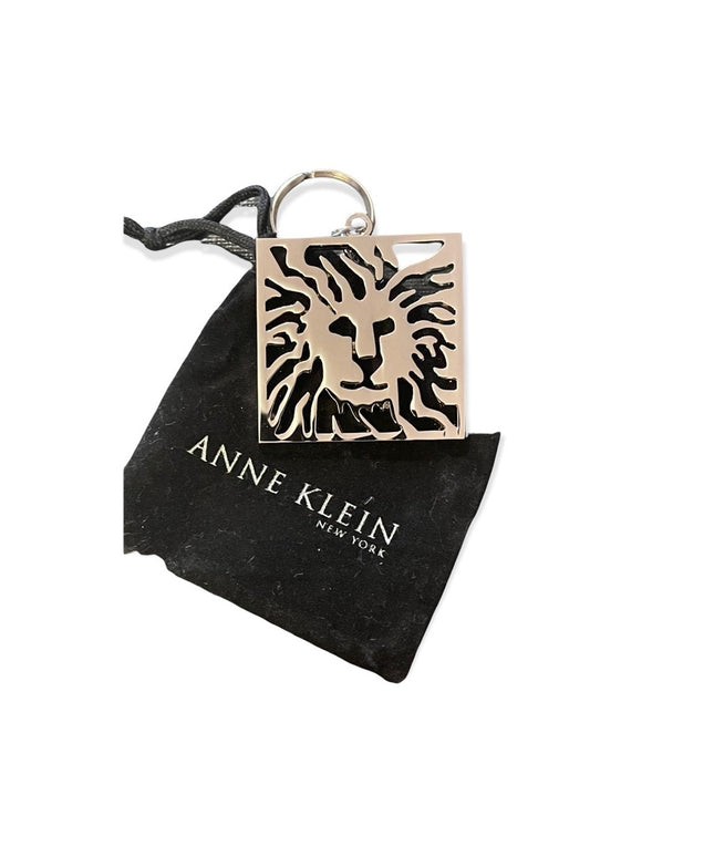 Anne Klein Lion Keychain with pouch silver tone