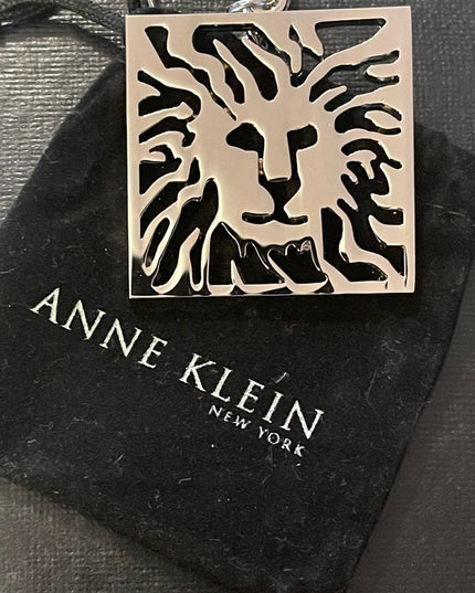 Anne Klein Lion Keychain with pouch silver tone