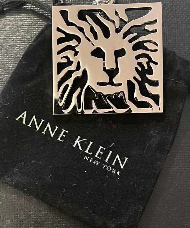 Anne Klein Lion Keychain with pouch silver tone