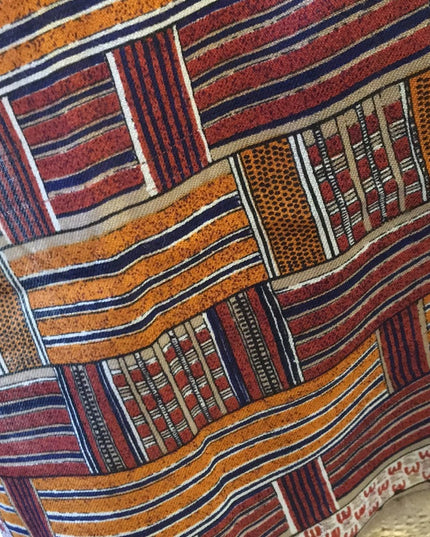 Vintage Anne Klein Linen earth tone geometric scarf LN