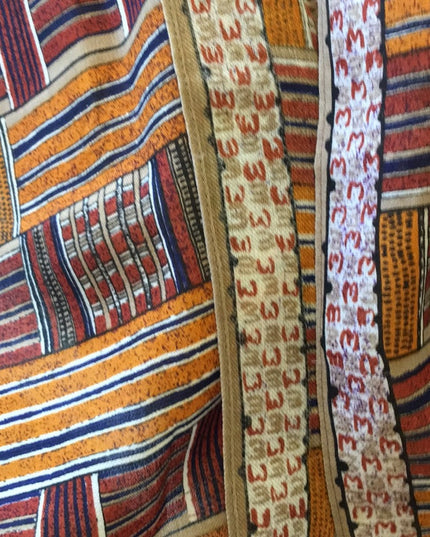 Vintage Anne Klein Linen earth tone geometric scarf LN