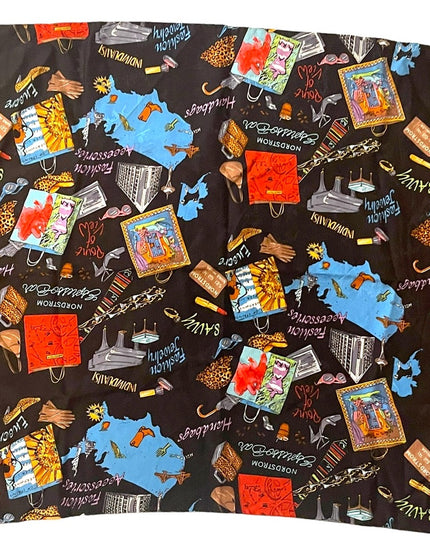 Nicole Miller Silk Printed scarf Nordstroms shopping  Fashion Black colo…