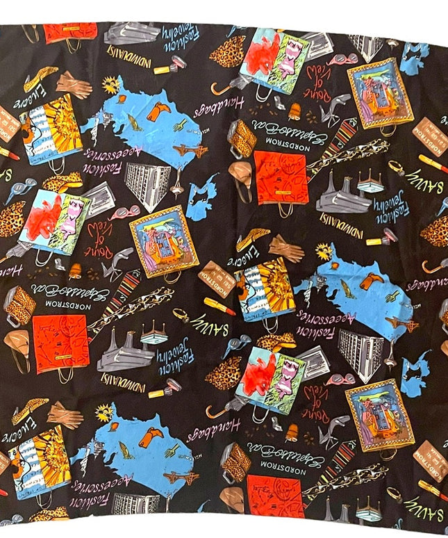 Nicole Miller Silk Printed scarf Nordstroms shopping  Fashion Black colo…