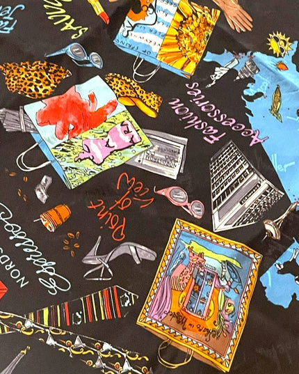 Nicole Miller Silk Printed scarf Nordstroms shopping  Fashion Black colo…