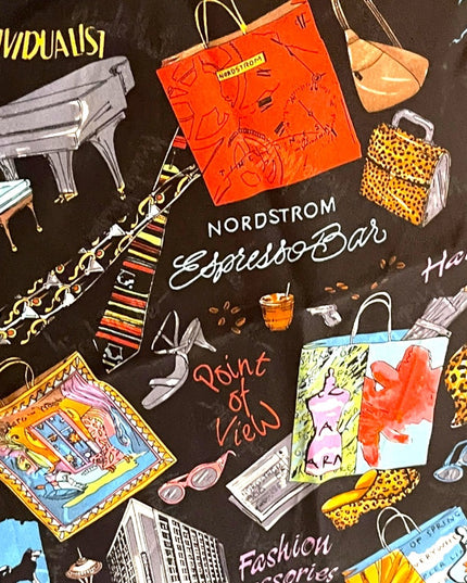 Nicole Miller Silk Printed scarf Nordstroms shopping  Fashion Black colo…
