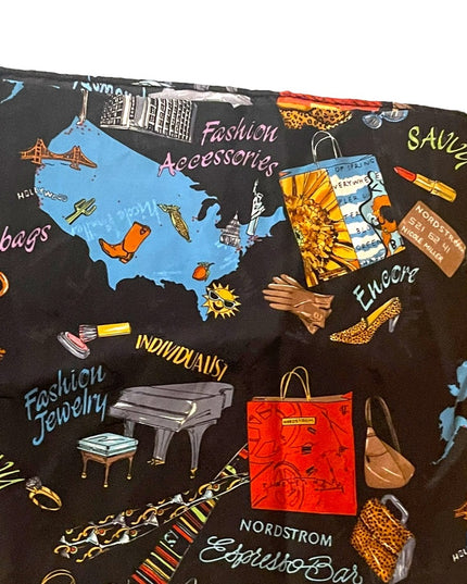 Nicole Miller Silk Printed scarf Nordstroms shopping  Fashion Black colo…
