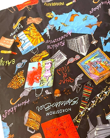 Nicole Miller Silk Printed scarf Nordstroms shopping  Fashion Black colo…