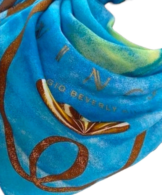 Vintage Georgio Beverly Hills C1994 Wings perfume Silk scarf blue
