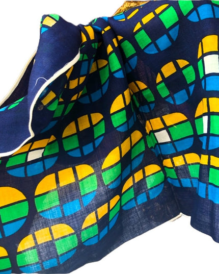 - Beautiful geometric wool scarf 28x28 Vintage blue green