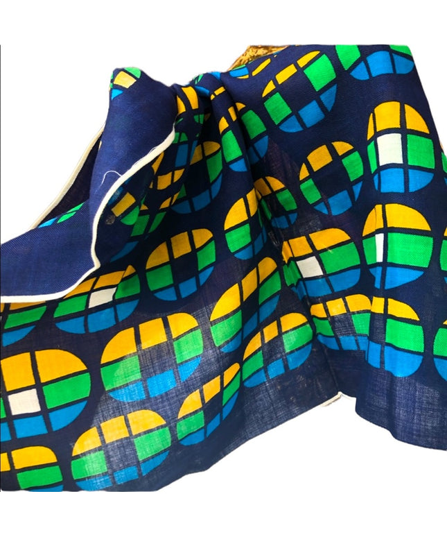 - Beautiful geometric wool scarf 28x28 Vintage blue green