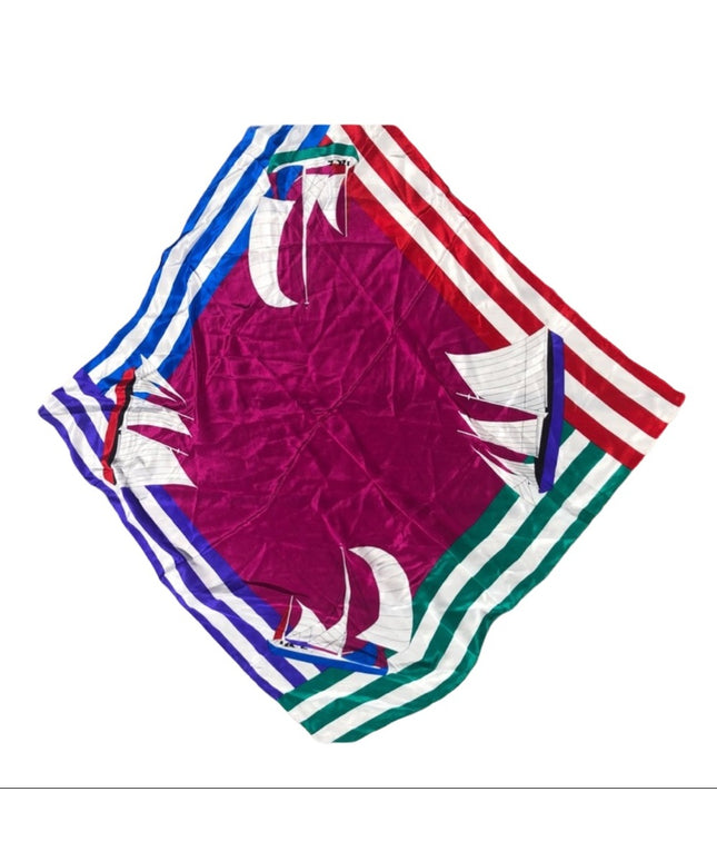 Vintage  Liz Claiborne Silk Nautical Scarf sailboats colorful