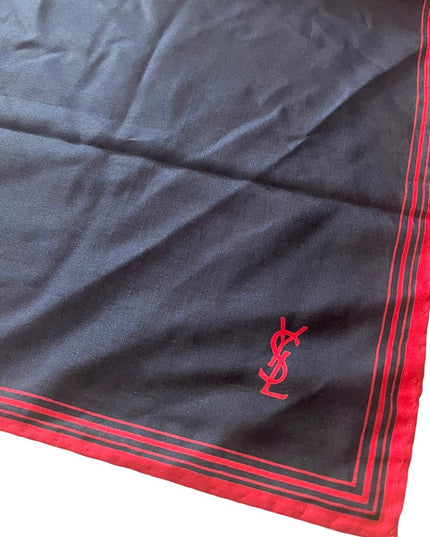 YSL Vintage black red stripe scarf  18x18” Silk