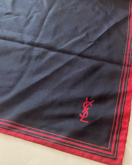 YSL Vintage black red stripe scarf  18x18” Silk