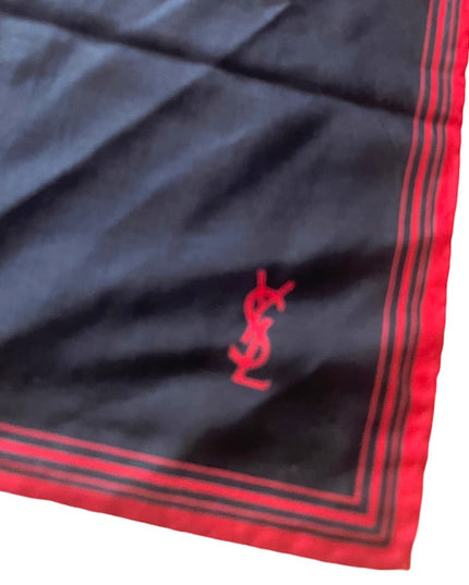 YSL Vintage black red stripe scarf  18x18” Silk