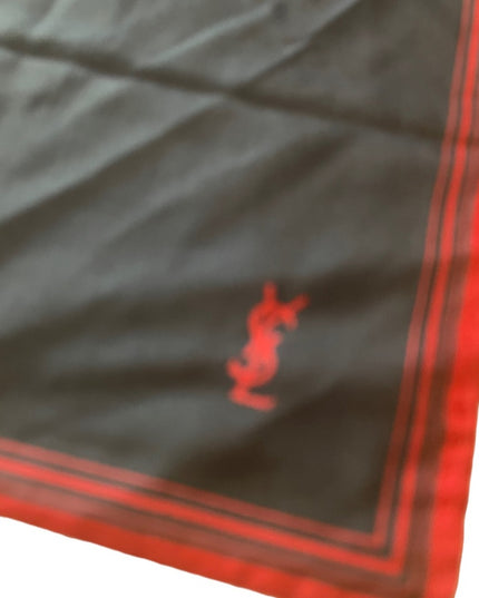 YSL Vintage black red stripe scarf  18x18” Silk