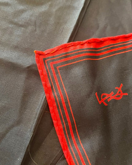YSL Vintage black red stripe scarf  18x18” Silk