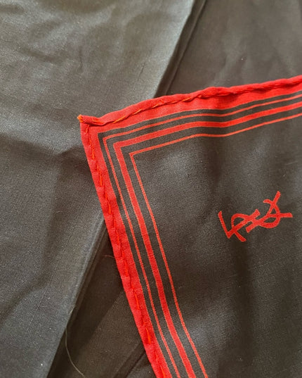 YSL Vintage black red stripe scarf  18x18” Silk