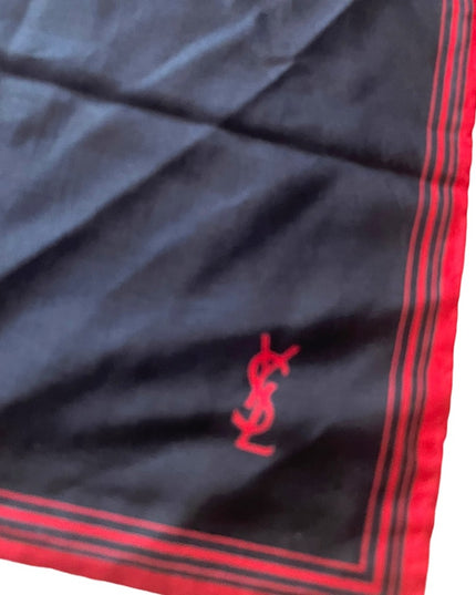 YSL Vintage black red stripe scarf  18x18” Silk