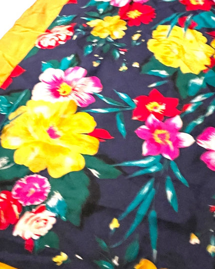 - Vintage 1980s BILL BLASS Silk Flower floral Yellow scarf Lg