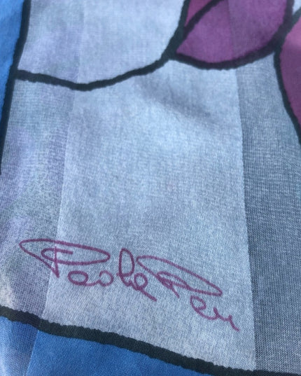 Silk stained glass design scarf flowers floral Italy Peoli