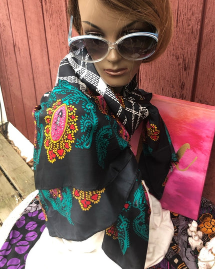 Vintage 1980s Diane Van Furstenberg silk scarf wrap paisely