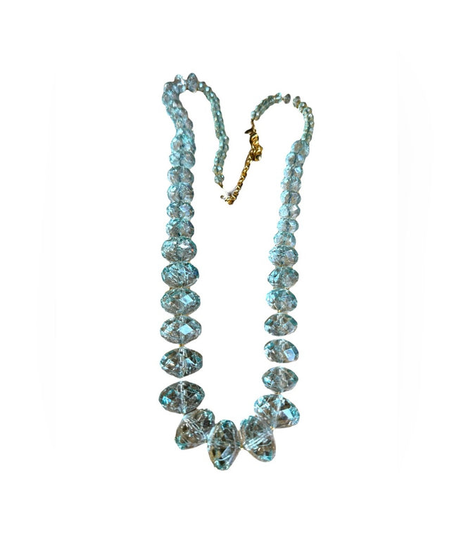 Lovely Joan Rivers blue resin plastic Lg bead necklace statement gold fin…