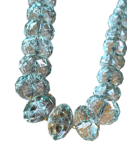 Lovely Joan Rivers blue resin plastic Lg bead necklace statement gold fin…