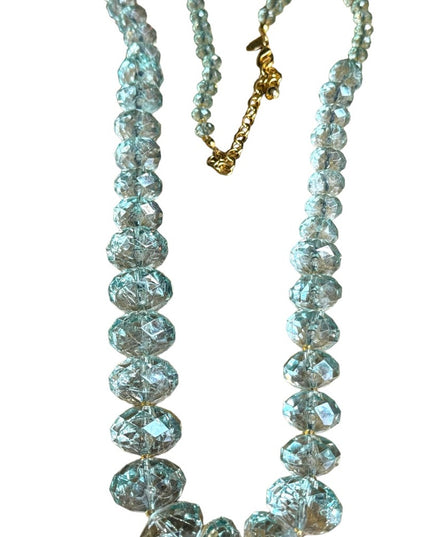 Lovely Joan Rivers blue resin plastic Lg bead necklace statement gold fin…