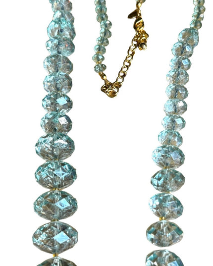 Lovely Joan Rivers blue resin plastic Lg bead necklace statement gold fin…