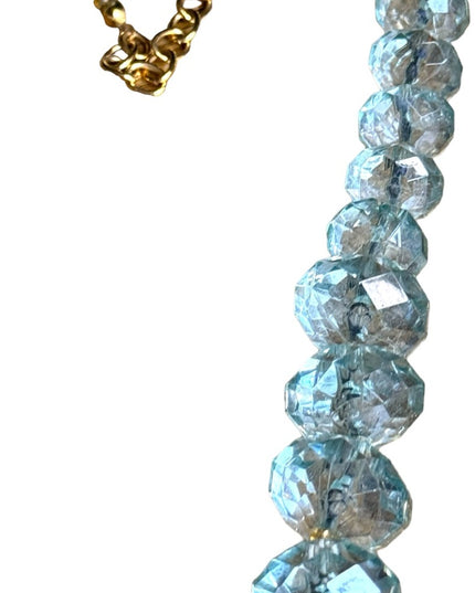 Lovely Joan Rivers blue resin plastic Lg bead necklace statement gold fin…