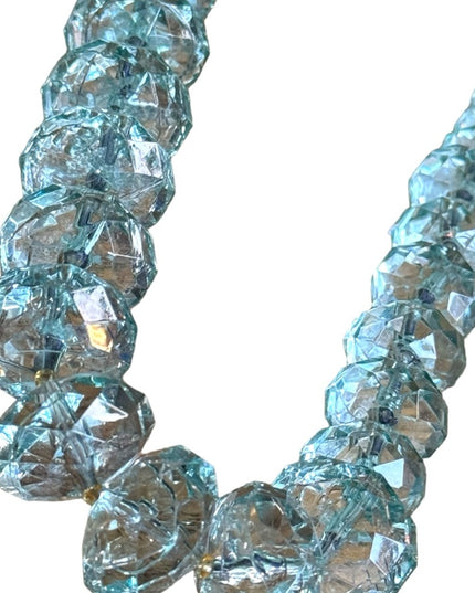 Lovely Joan Rivers blue resin plastic Lg bead necklace statement gold fin…