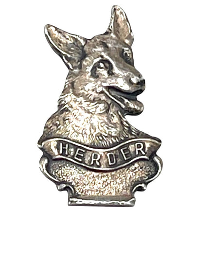 Antique Sterling silver HERDER dog German Sheppard brooch