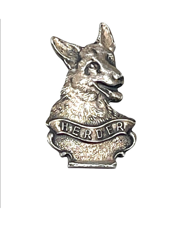 Antique Sterling silver HERDER dog German Sheppard brooch