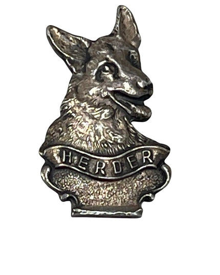 Antique Sterling silver HERDER dog German Sheppard brooch