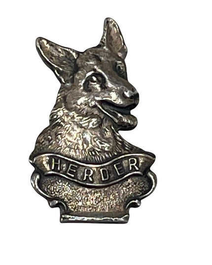 Antique Sterling silver HERDER dog German Sheppard brooch