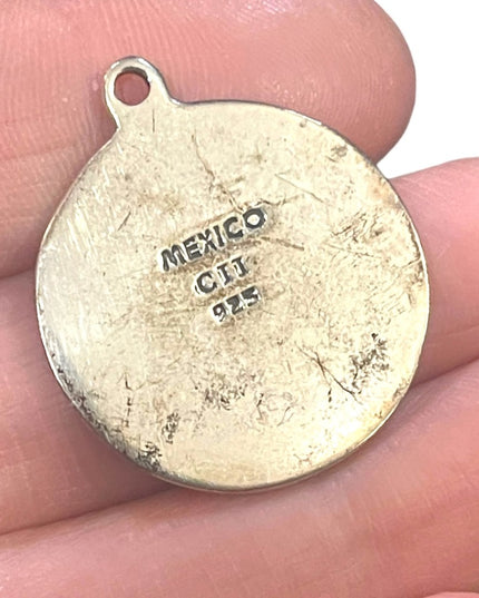 Vintage sterling silver Mexico 925 Mayan Aztec Calendar pendant
