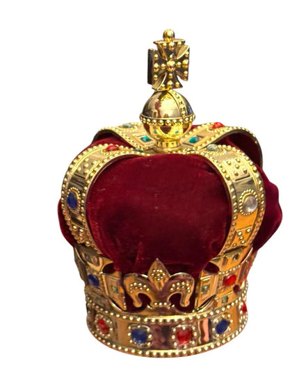 RARE VTG RED VELVET Crown Souvenir From Royal Palace London IN BOX 6.5”x4.25”