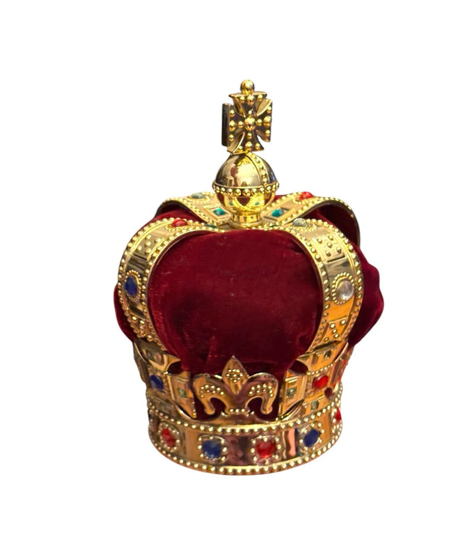 RARE VTG RED VELVET Crown Souvenir From Royal Palace London IN BOX 6.5”x4.25”