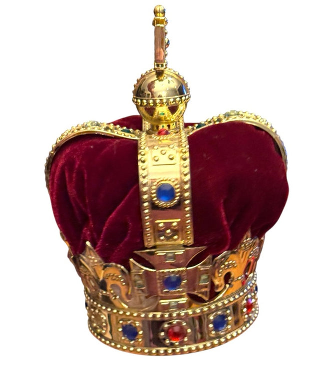 RARE VTG RED VELVET Crown Souvenir From Royal Palace London IN BOX 6.5”x4.25”