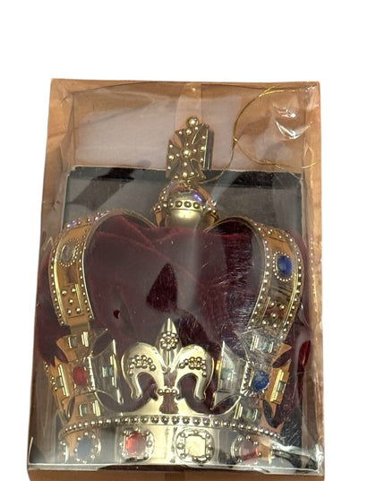 RARE VTG RED VELVET Crown Souvenir From Royal Palace London IN BOX 6.5”x4.25”